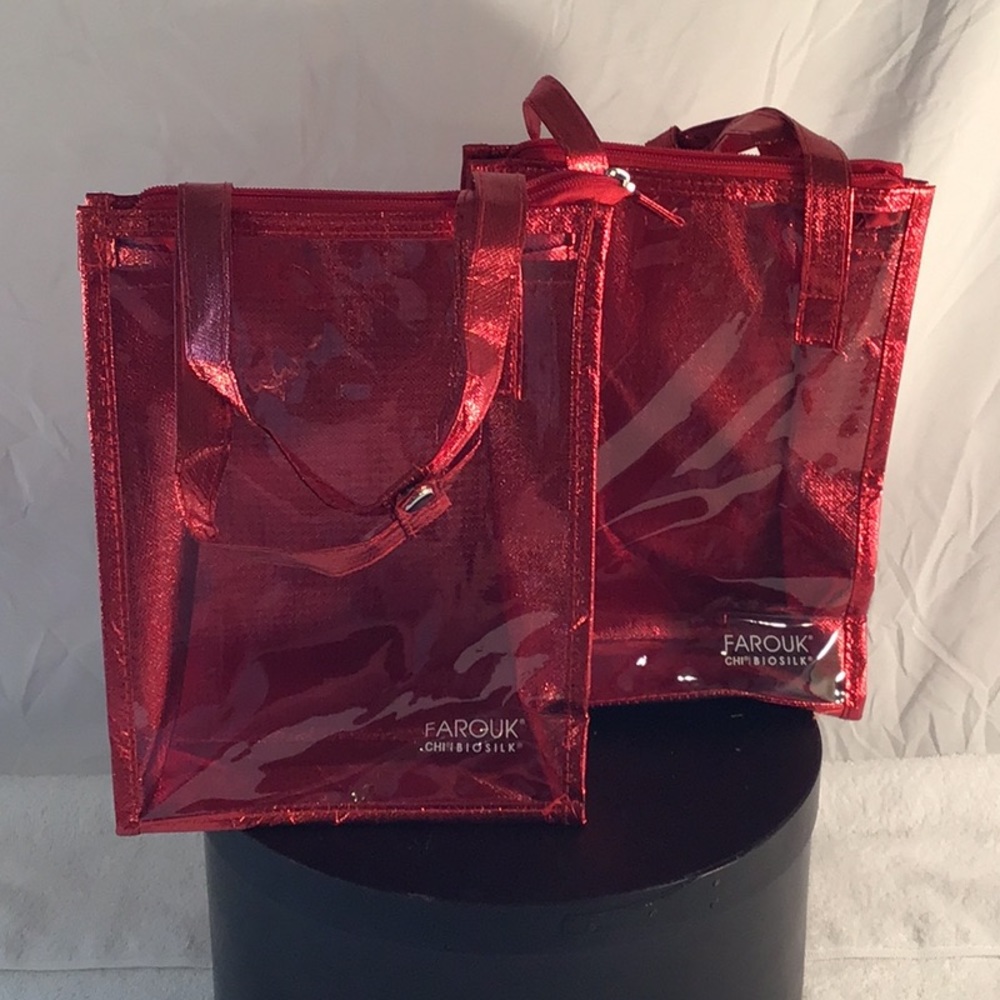 Chi red with clear front small totes